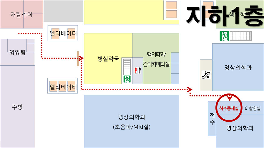 재활센터에서 척추중재실 이동 경로